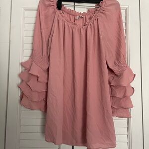 Elegant Pink Blouse with Ruffle Detail